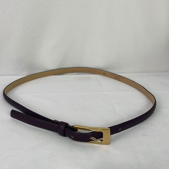 Dolce And Gabbana Skinny Purple Ostrich Leather Belt - Picture 1 of 4